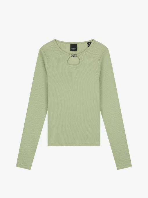 Geribbelde top met open detail