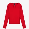 Geribbelde top met open detail