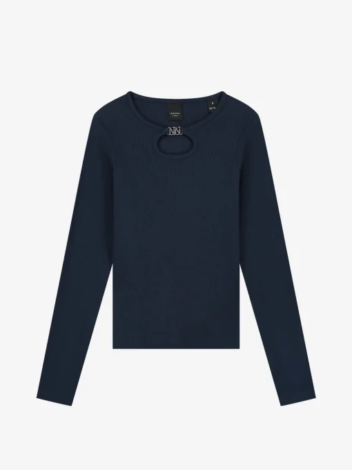 Geribbelde top met open detail