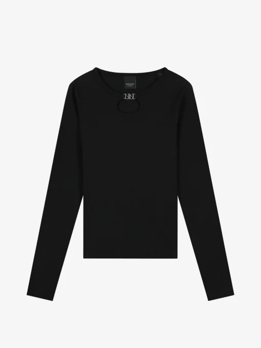 Geribbelde top met open detail