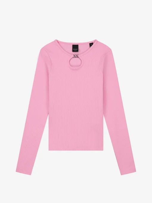 Geribbelde top met open detail