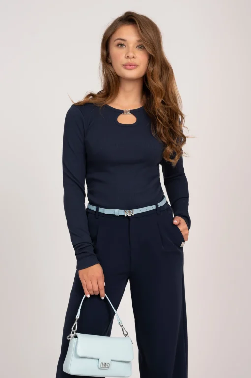 Geribbelde top met open detail