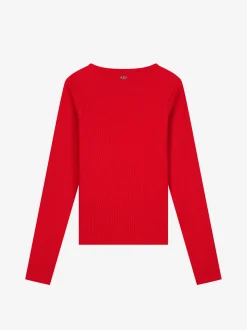 Geribbelde top met open detail