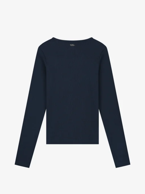Geribbelde top met open detail