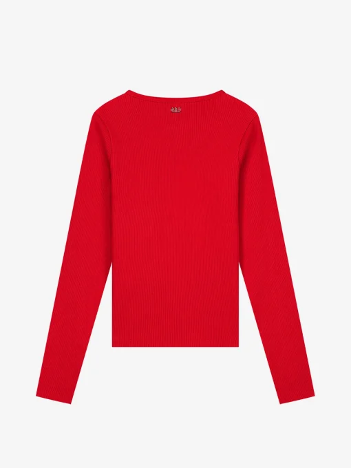 Geribbelde top met open detail