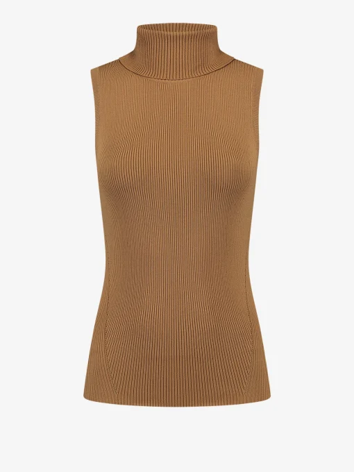 Geribbelde turtleneck top