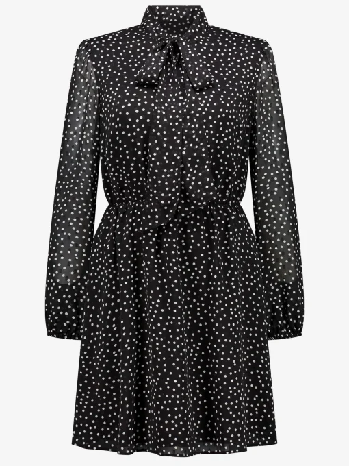 Gestippelde jurk met strik detail