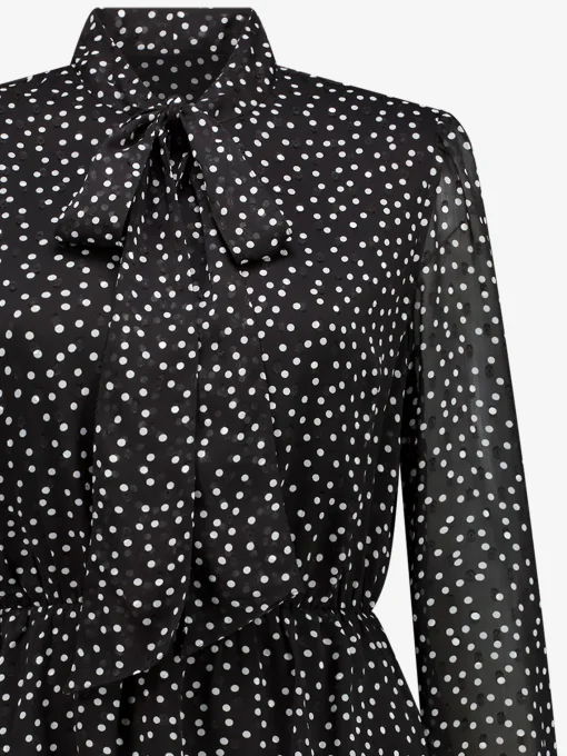 Gestippelde jurk met strik detail