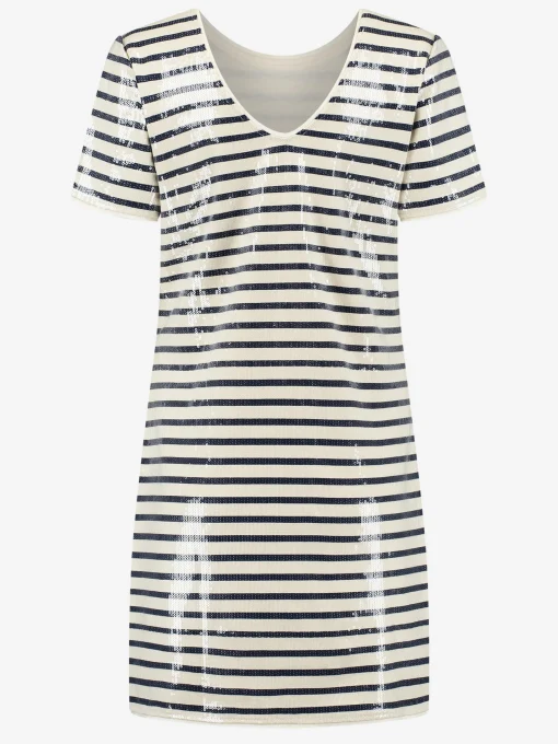 Gestreepte jurk met pailletten