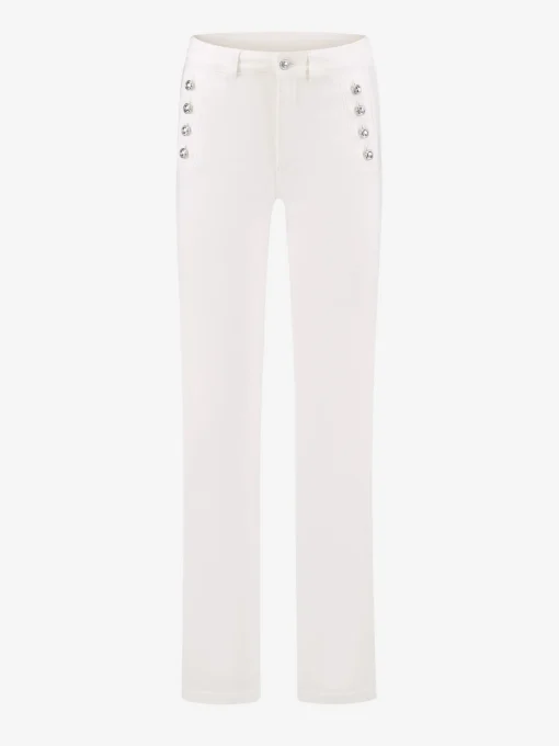High rise jeans met knopen