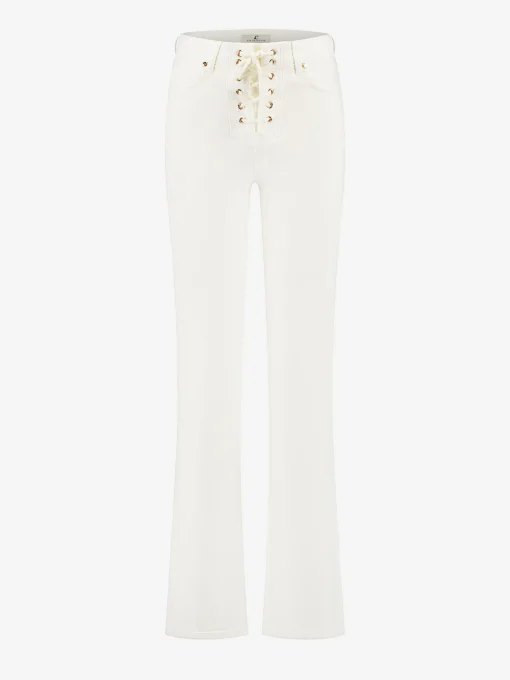 High rise jeans met vetersluiting