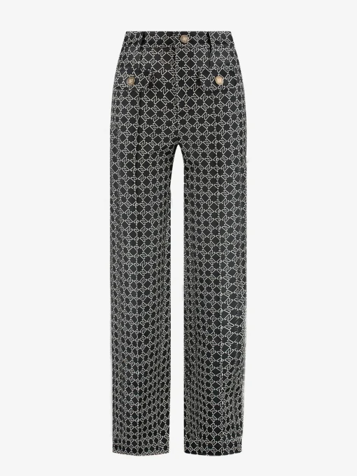 High waist broek met logo patroon
