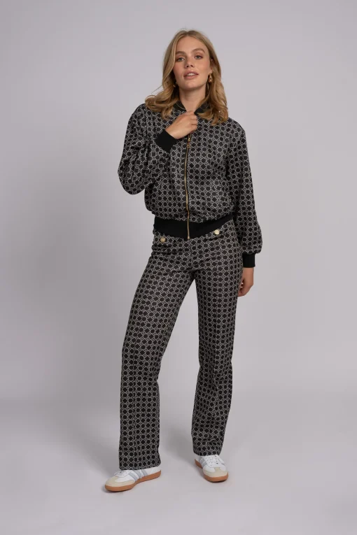 High waist broek met logo patroon