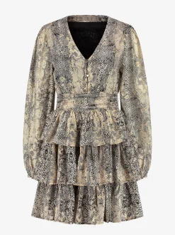Jurk met metallic slangenprint
