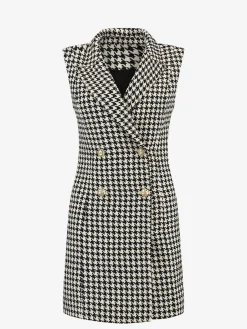 Jurk met pied-de-poule patroon