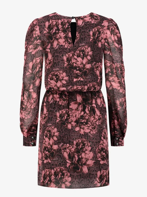 Jurk met rozen- en slangenprint