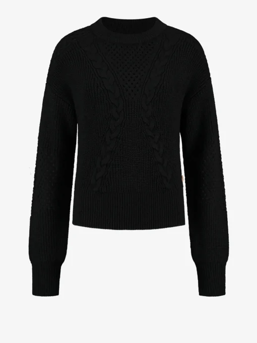 Kabelgebreide trui met turtleneck