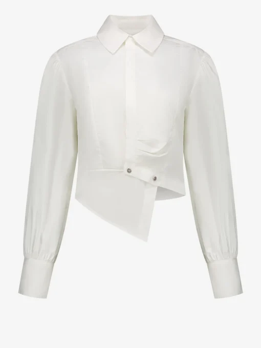 Korte asymmetrische blouse met ballonmouwen