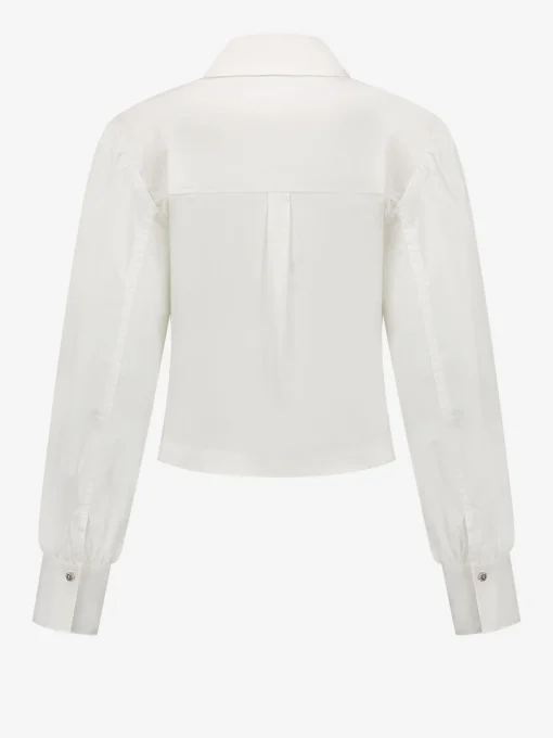 Korte asymmetrische blouse met ballonmouwen