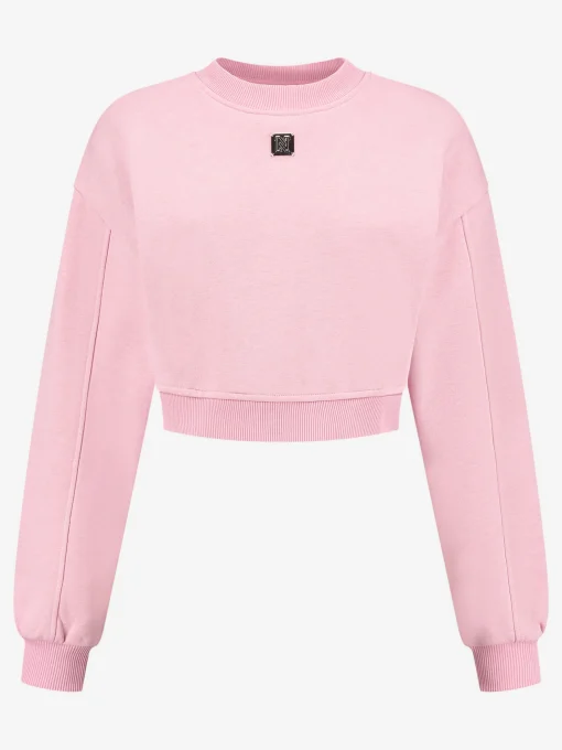 Korte sweater met metalen logo