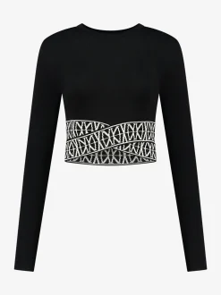 Korte top met logo print band