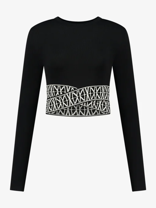 Korte top met logo print band
