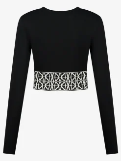Korte top met logo print band