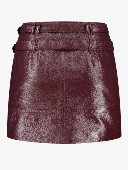 Lakleren rok met lage taille