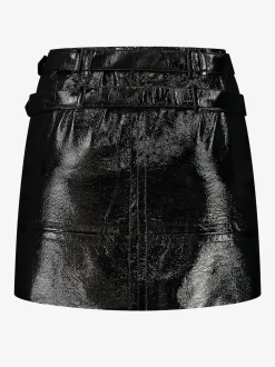 Lakleren rok met lage taille