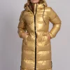 Lange puffer jas met metallic look