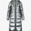 Lange puffer jas met metallic look