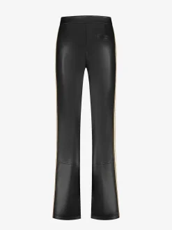 Leren look broek met bies aan zijkant
