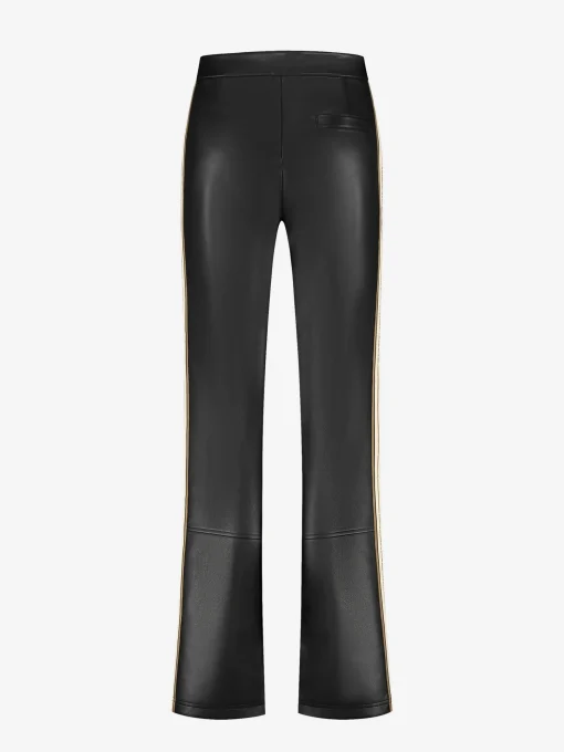 Leren look broek met bies aan zijkant