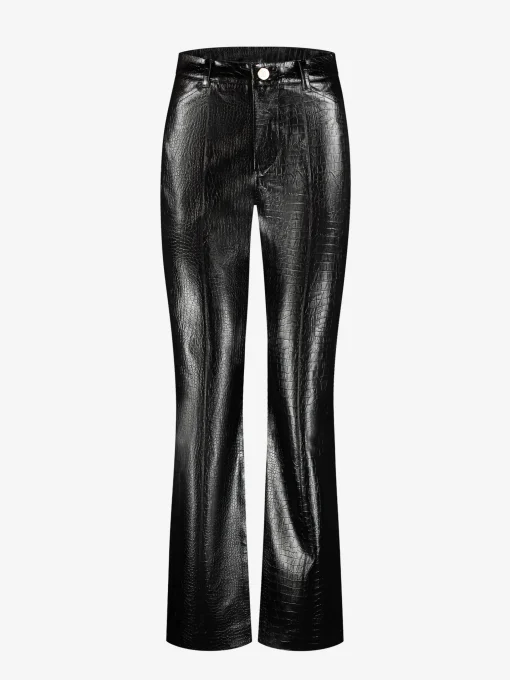 Leren look broek met dierenpatroon