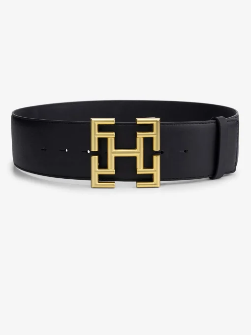 Leren taille riem met logo gesp