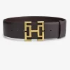Leren taille riem met logo gesp