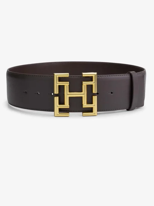 Leren taille riem met logo gesp