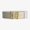 Leren taille riem met logo gesp