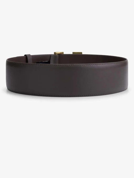 Leren taille riem met logo gesp