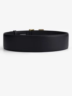 Leren taille riem met logo gesp