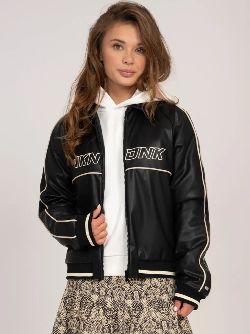 Leren-look bomber jas
