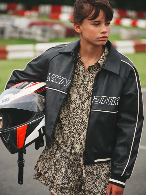 Leren-look bomber jas