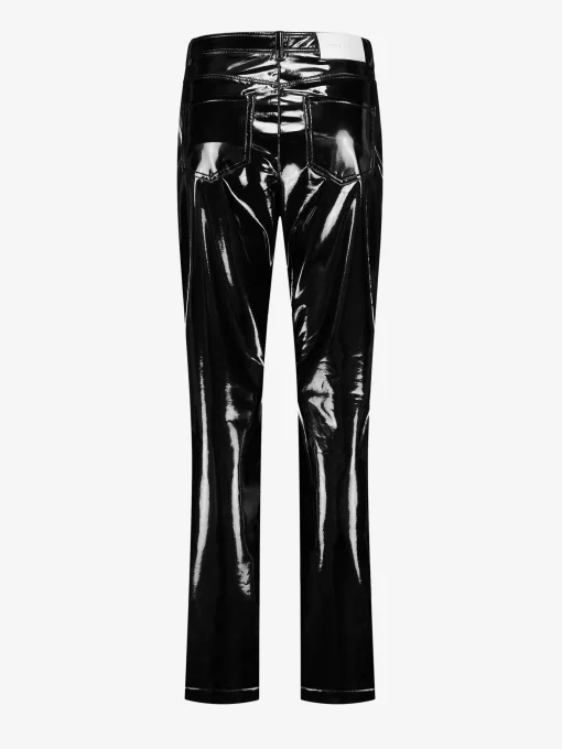 Leren-look broek met rechte pijpen