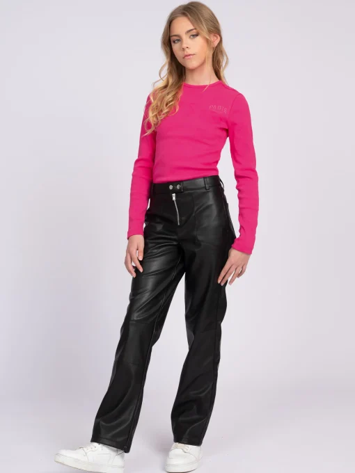Leren-look broek met rits