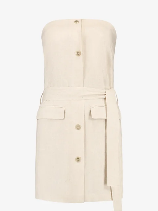 Linen strapless playsuit