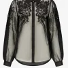Mesh blouse met embroidery