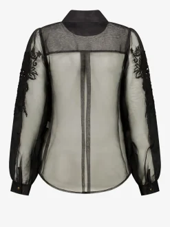 Mesh blouse met embroidery