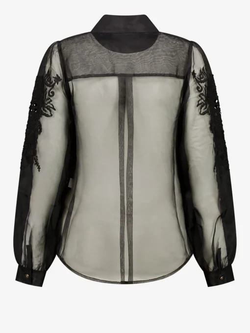 Mesh blouse met embroidery