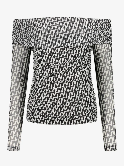 Mesh off-shoulder top