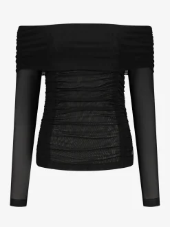 Mesh off-shoulder top